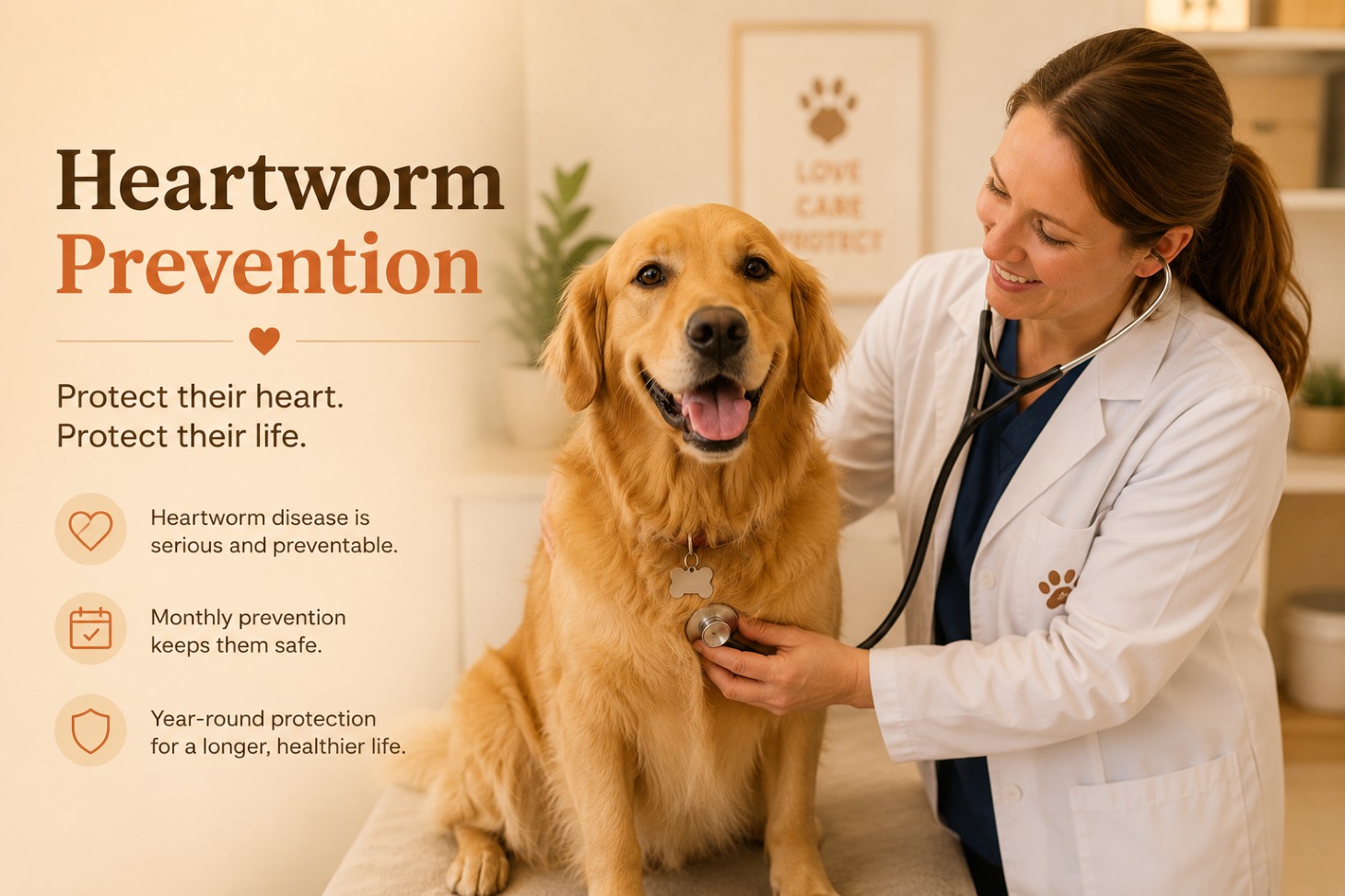 Veterinarian testing dog for heartworm at Dunwoody Animal Medical Center in Dunwoody, GA